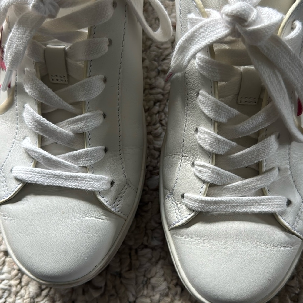 lTory Burch leather sneaker with signature logo. White
